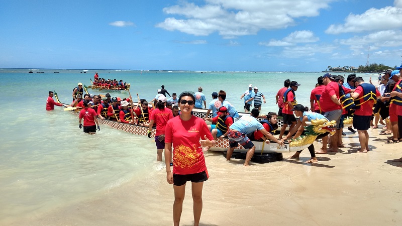 Jessie with a dragonboat