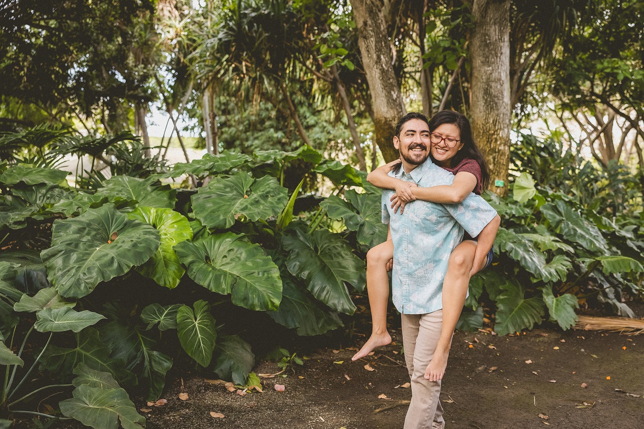 Paul giving Jessie a piggyback ride