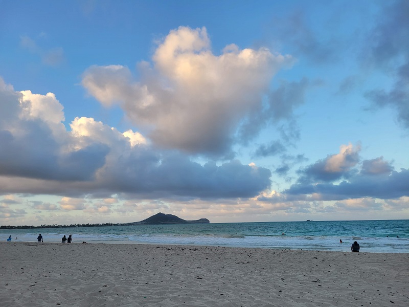 a beach in Kailua at sunset