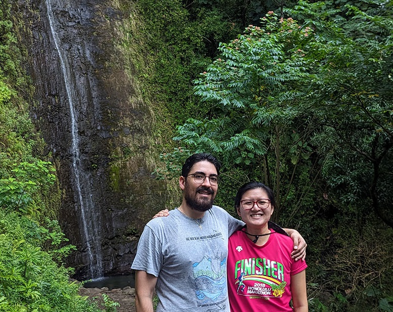 Paul and Jessie standing in front of Manoa Falls